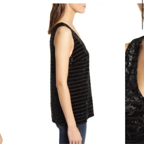 NWT!! Chelsea • 28 - Shadow Stripe Velvet Tank Top - Black - Size Medium - Picture 3 of 10